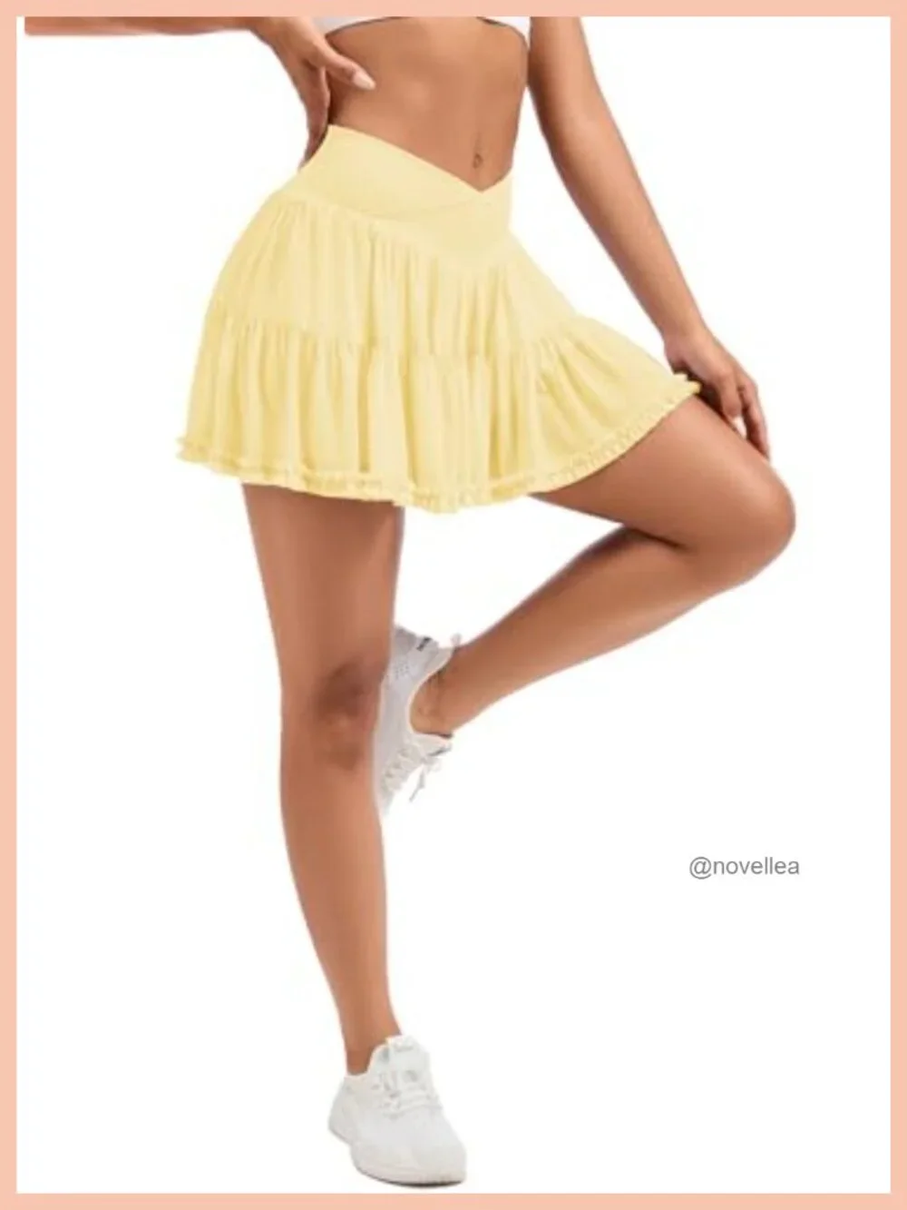 Flowy Tennis Skort with Shorts & Pockets High Rise Mini Ruffle Skirt